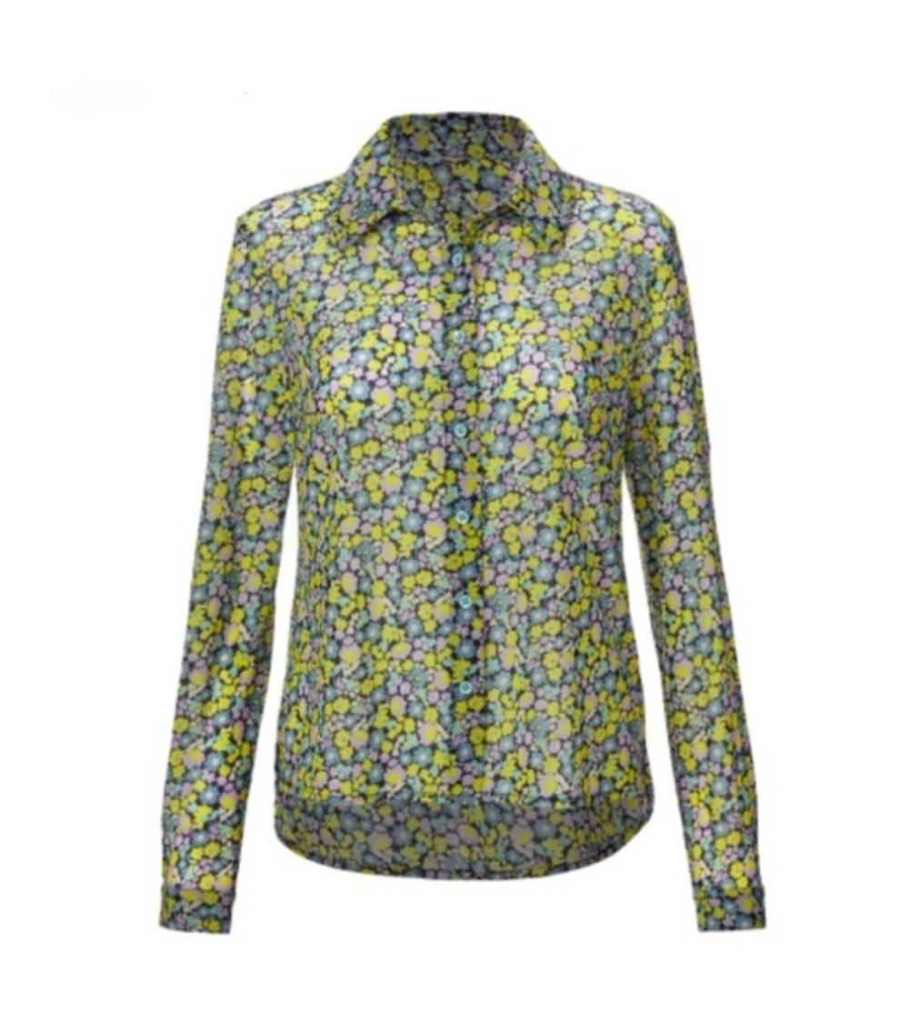 CAbi Get Together 6406 Mesh Floral Long Sleeve Button Up Shirt Women's XL